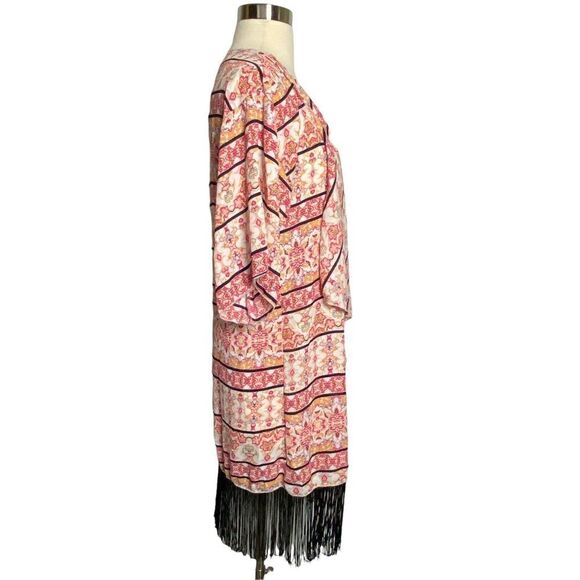 Lularoe Women's Monroe Kimono Size Small Fringe Cardigan Multicolor Boho - Picture 2 of 6